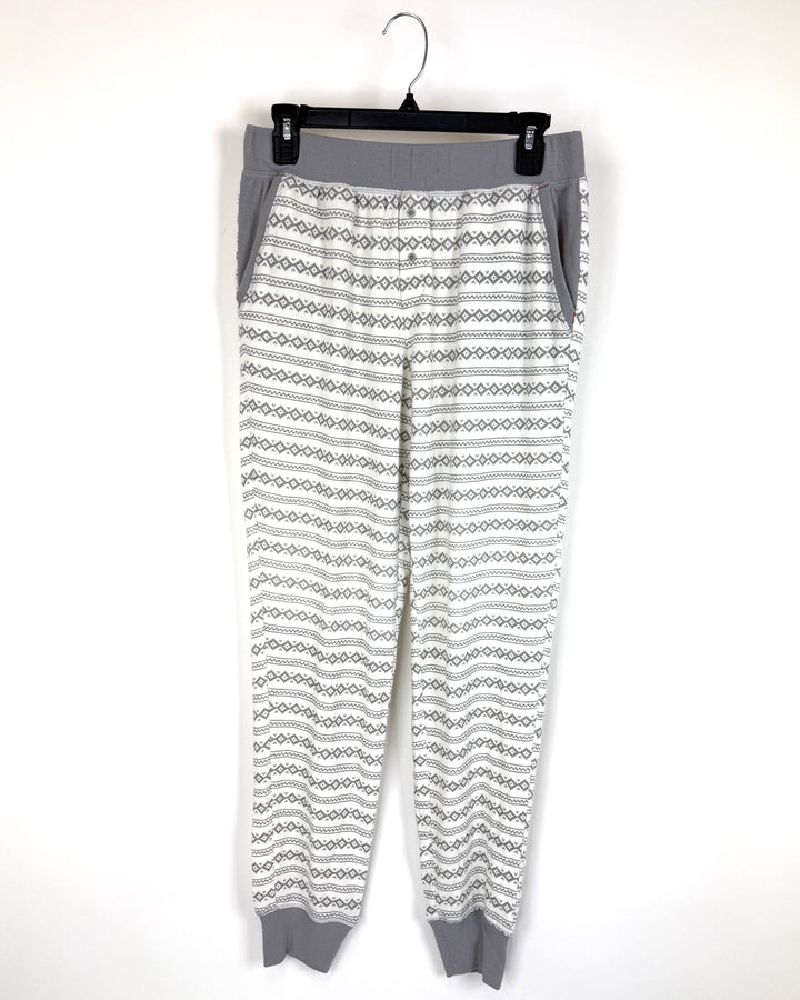 Grey and White Pajama Pants - Small