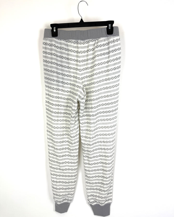 Grey and White Pajama Pants - Small