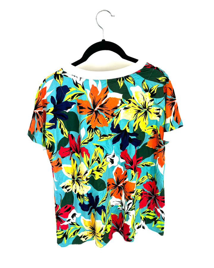 Floral Print T-Shirt - Size 6-8