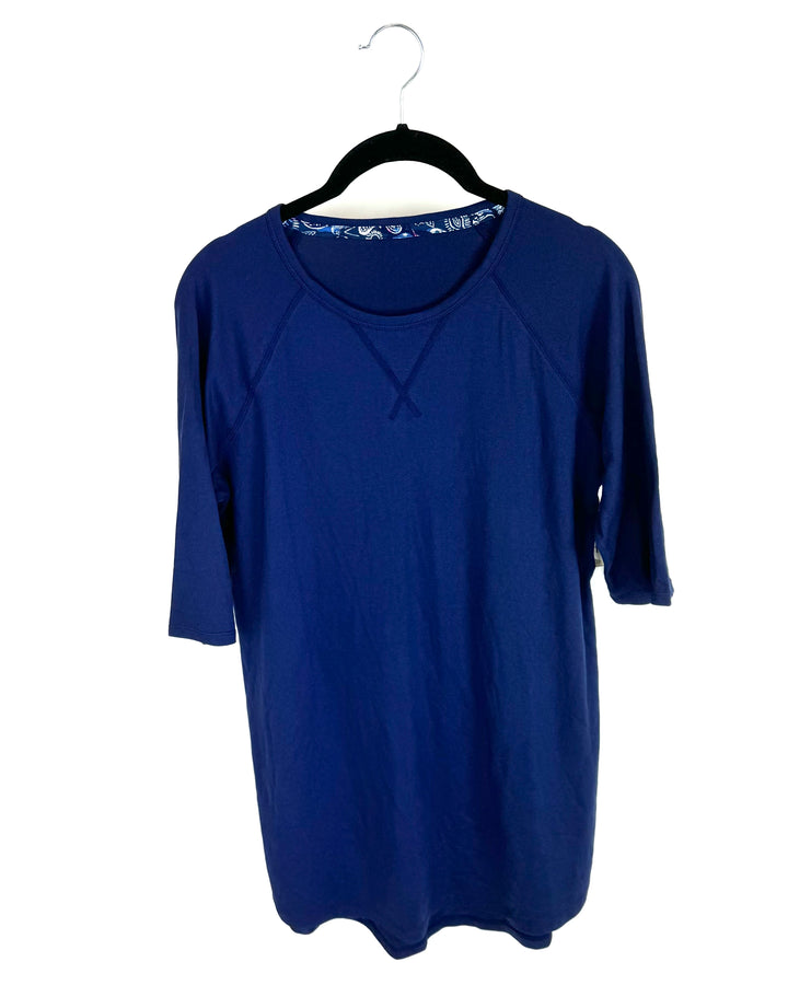 Navy Blue Quarter Sleeve Tunic - Size Small