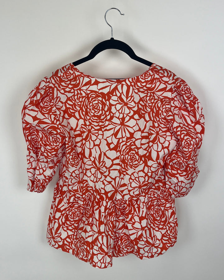 Orange And White Blouse - Size 4/6