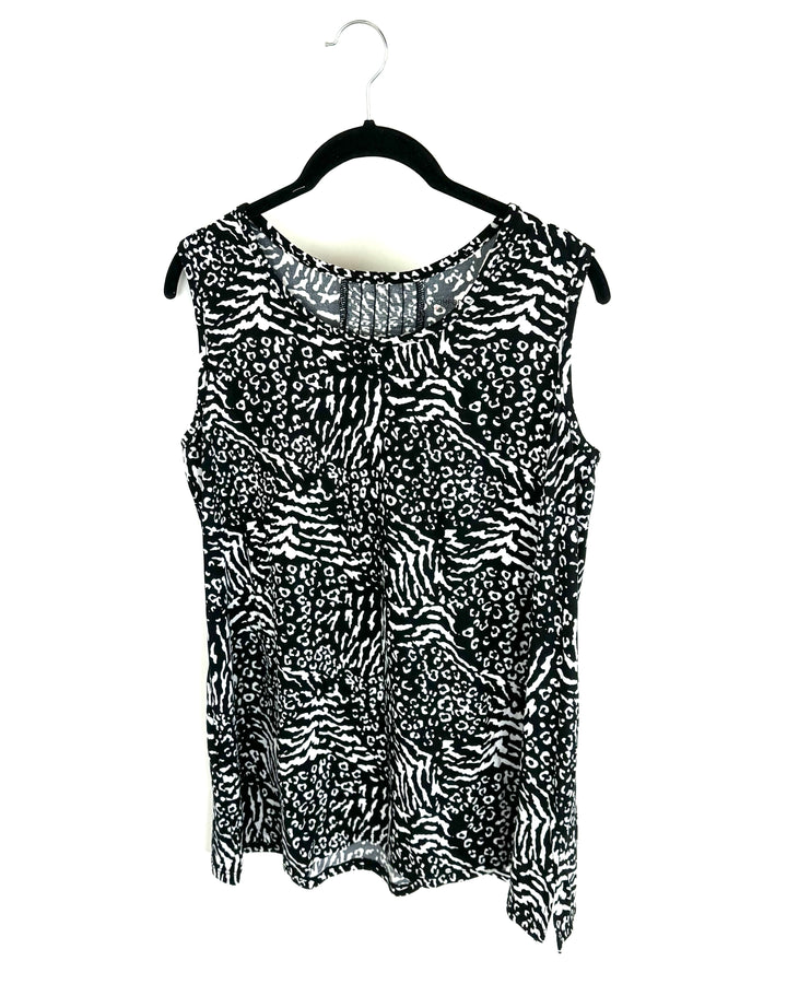 Black and White Print Tank Top - Size 6-8