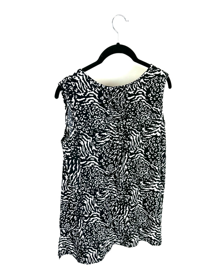 Black and White Print Tank Top - Size 6-8