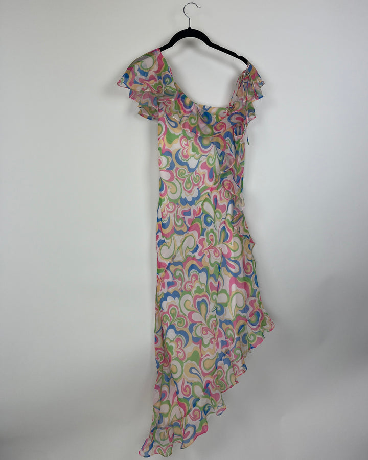 Multi Colored Floral Midi Dress - Small