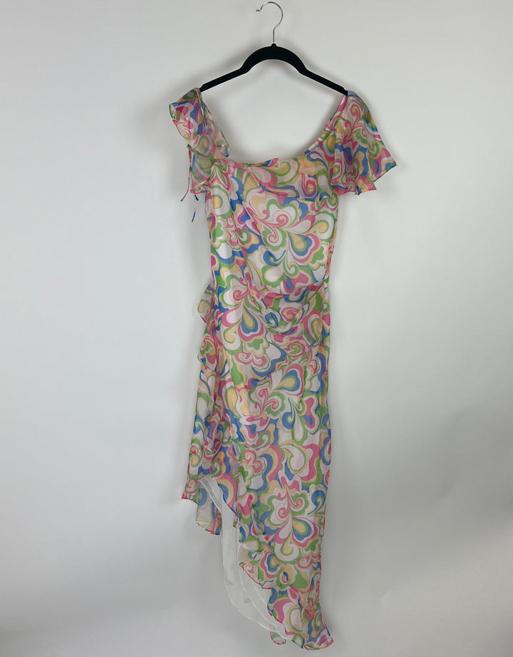 Multi Colored Floral Midi Dress - Small