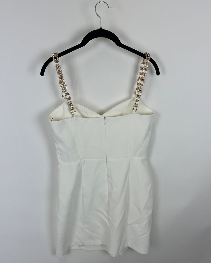 White Dress With Chain Straps - Small