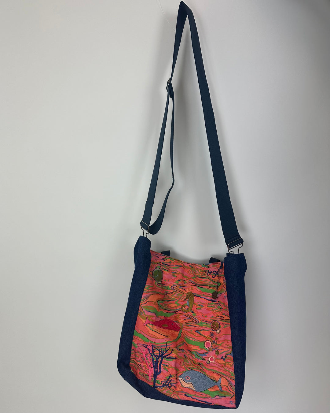 Bright Multi Color And Sea Horse Print Tote Bag