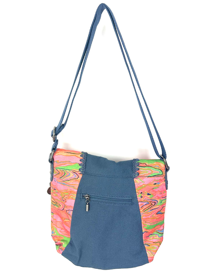 Bright Multi Color And Dusty Blue Crossbody Bag