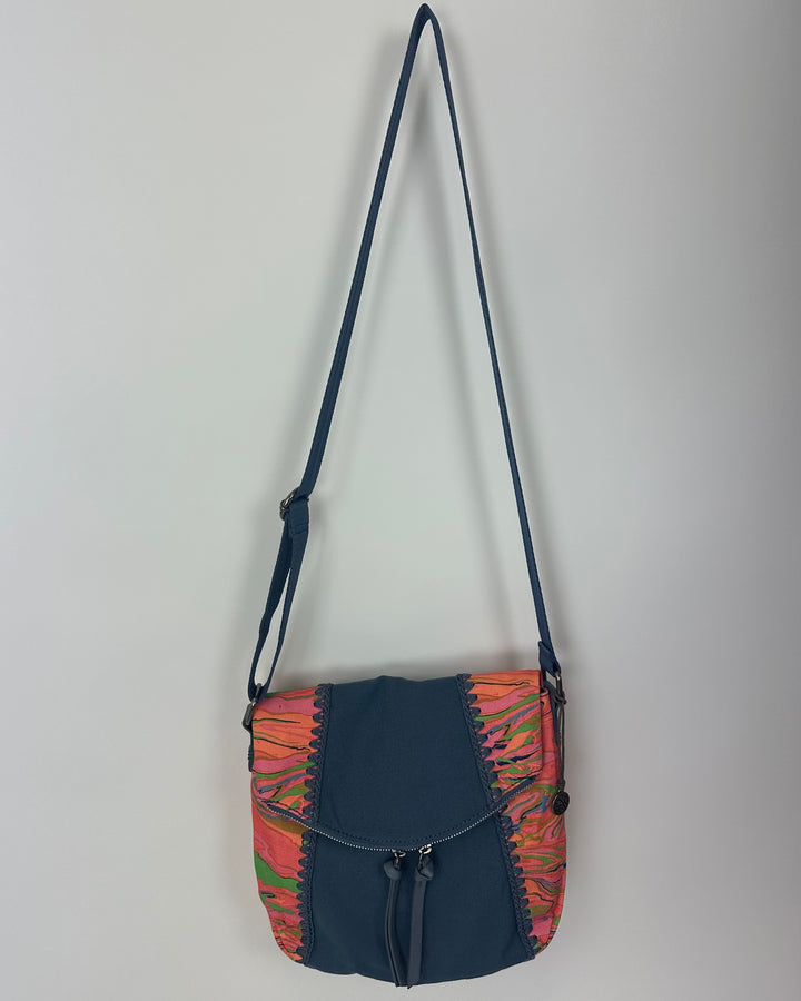 Bright Multi Color And Dusty Blue Crossbody Bag