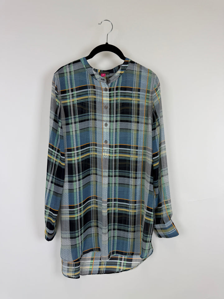 Vince Camuto Sheer Plaid Top - Medium