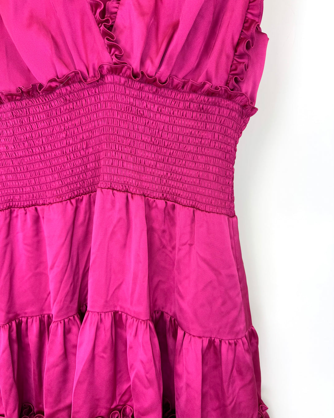 Ruffled Magenta V-Neck Dress - Size 6/8