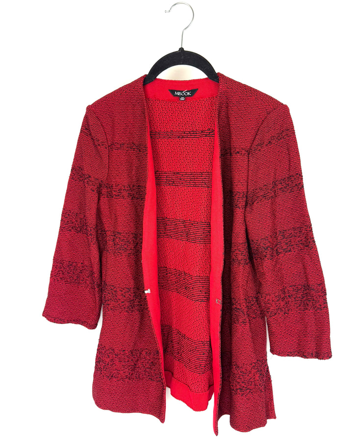 Red and Black Knit Cardigan - Extra Small