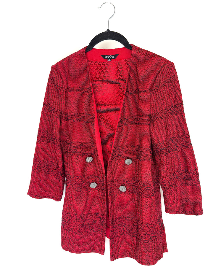 Red and Black Knit Cardigan - Extra Small