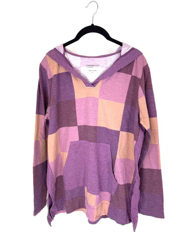 Purple and Brown Color Block Top - Medium