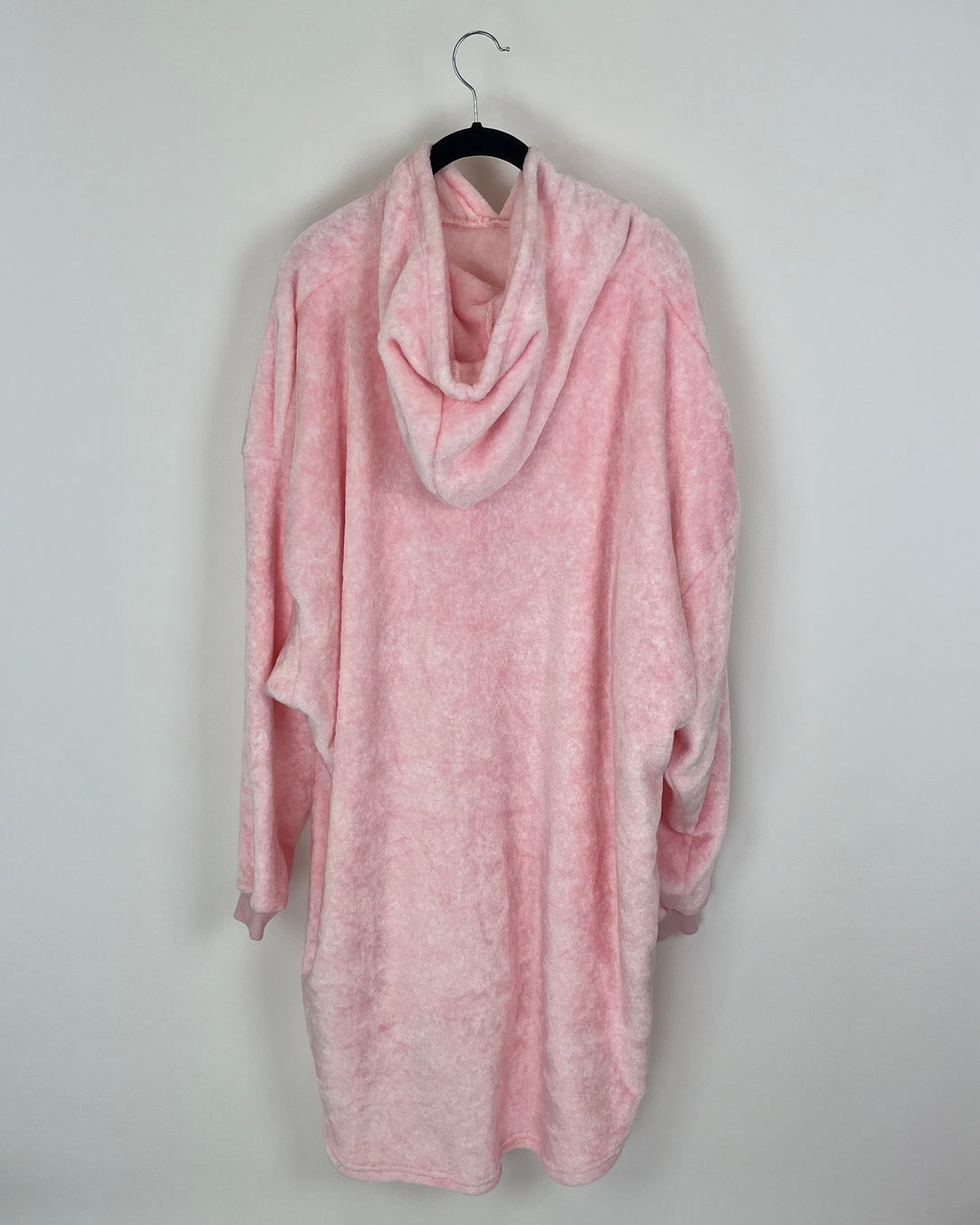 Comfy Pink and White Fuzzy Hoodie - One Size Fits Most