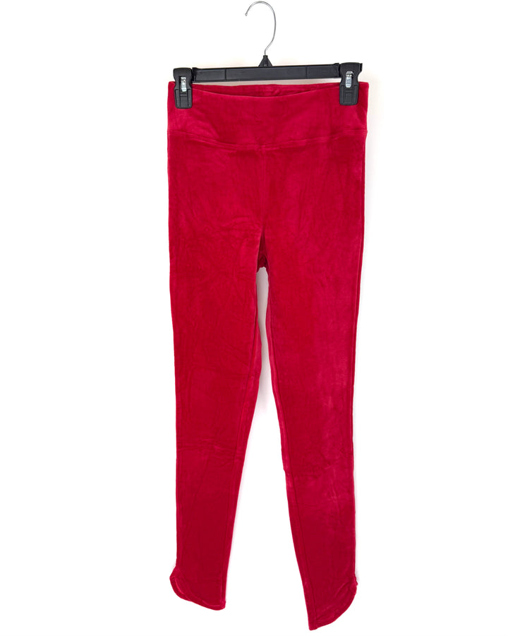 Red Fleece Leggings - Size 4/6