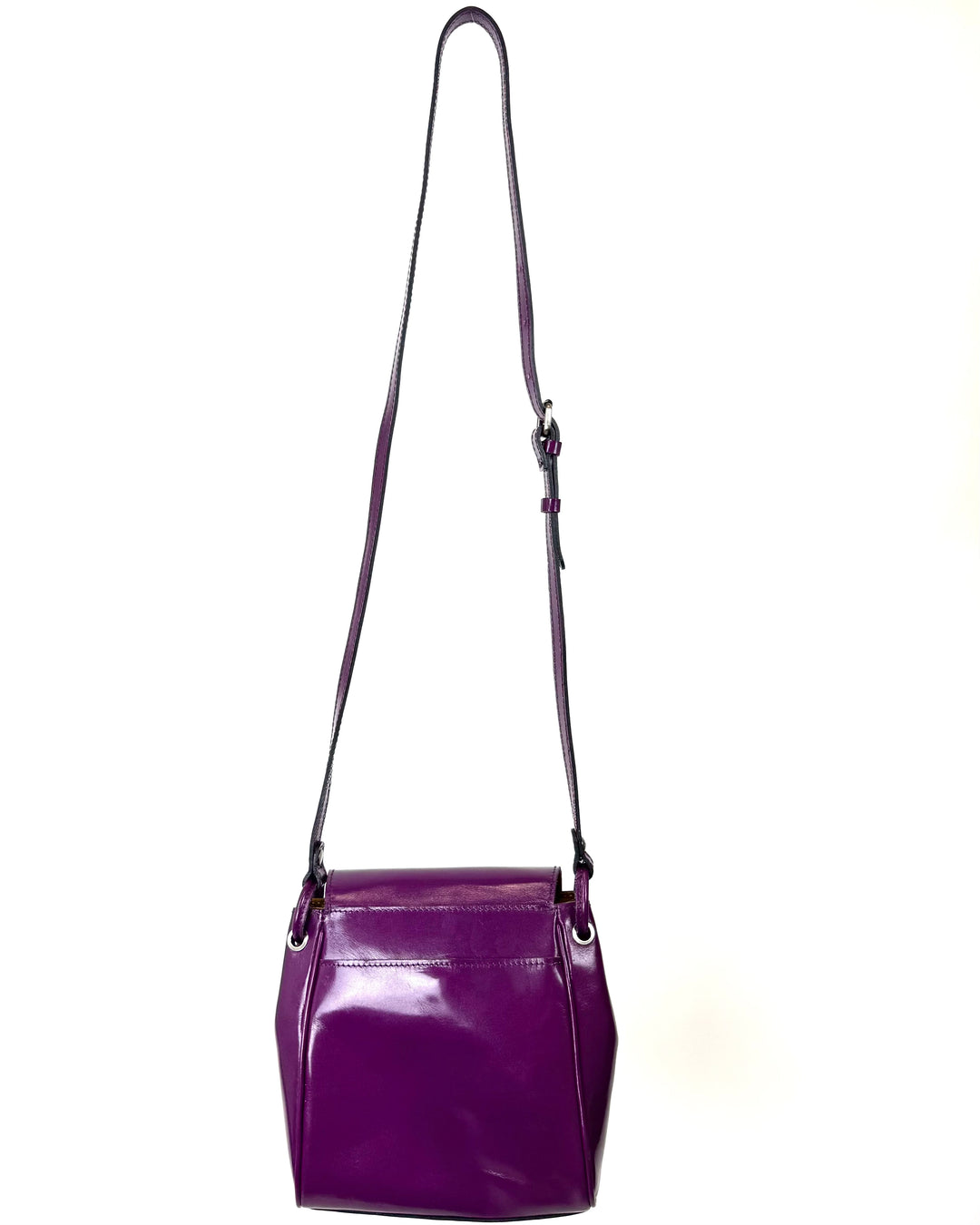 Purple Woven Leather Crossbody Handbag