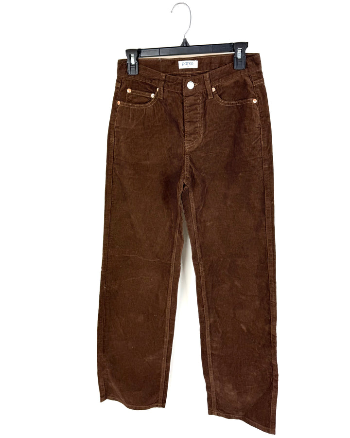 Brown Corduroy Straight Leg Pants - Size 25 (Waist)