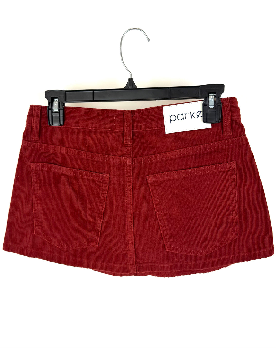 Red Corduroy Mini Skirt - Size 26 (Waist)