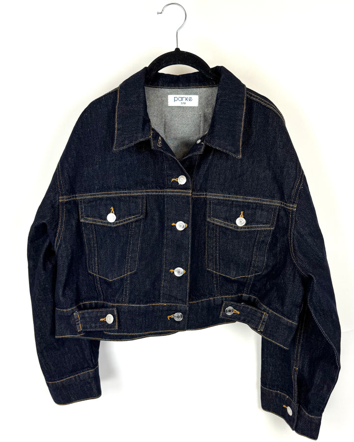 Dark Wash Cropped Blue Denim Jacket - Small/Medium