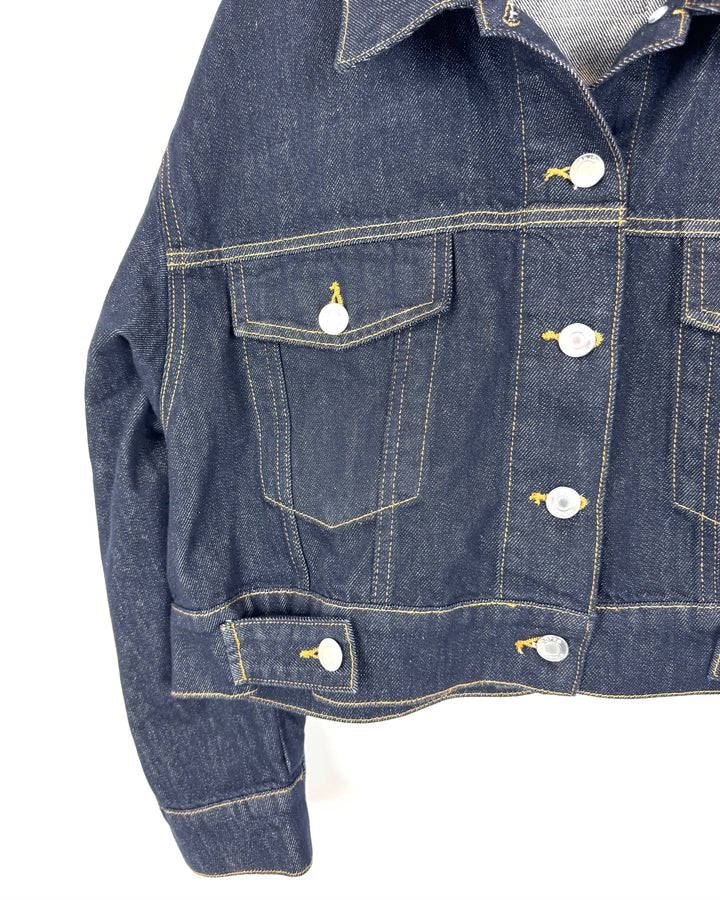 Dark Wash Cropped Blue Denim Jacket - Small/Medium