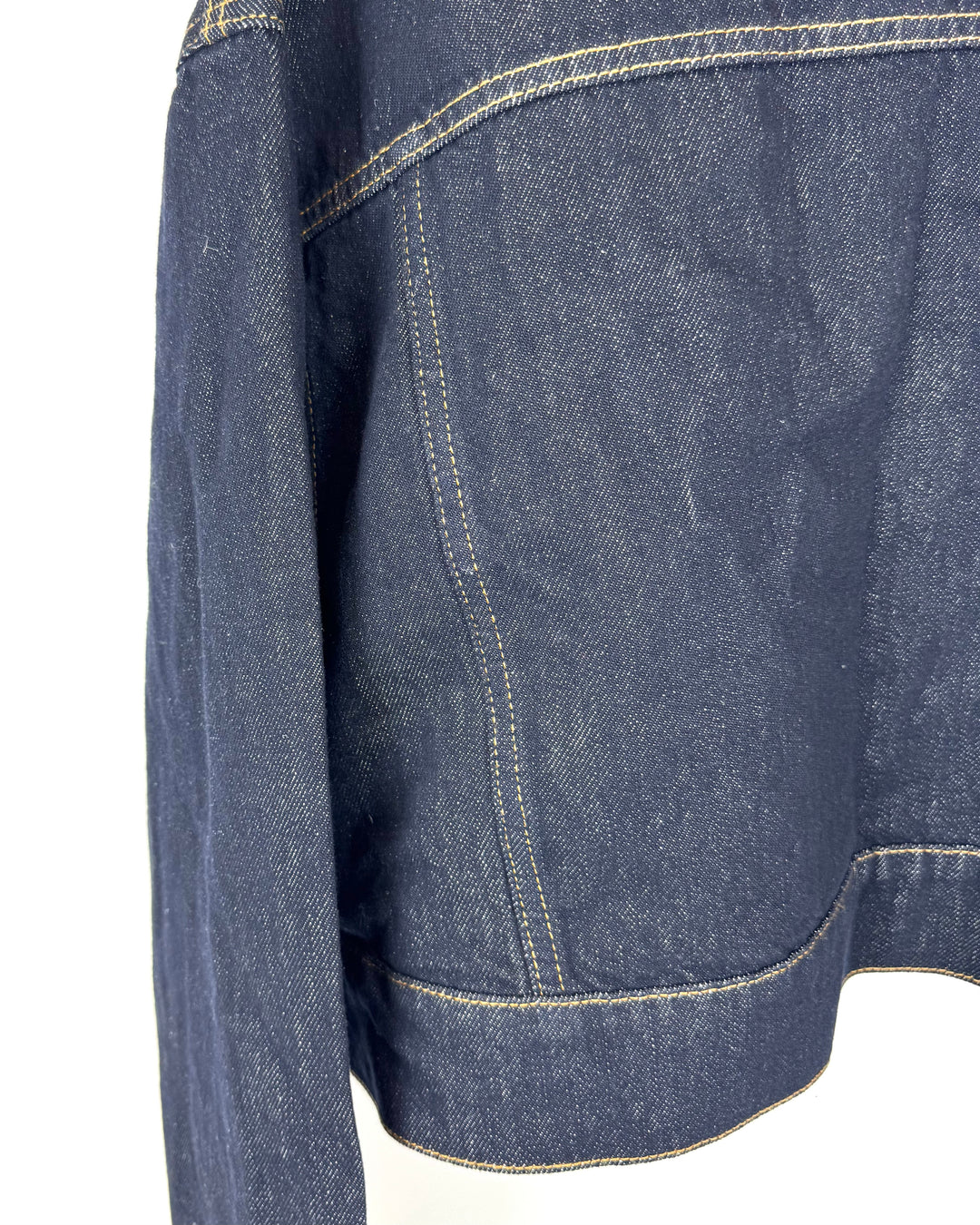 Dark Wash Cropped Blue Denim Jacket - Small/Medium