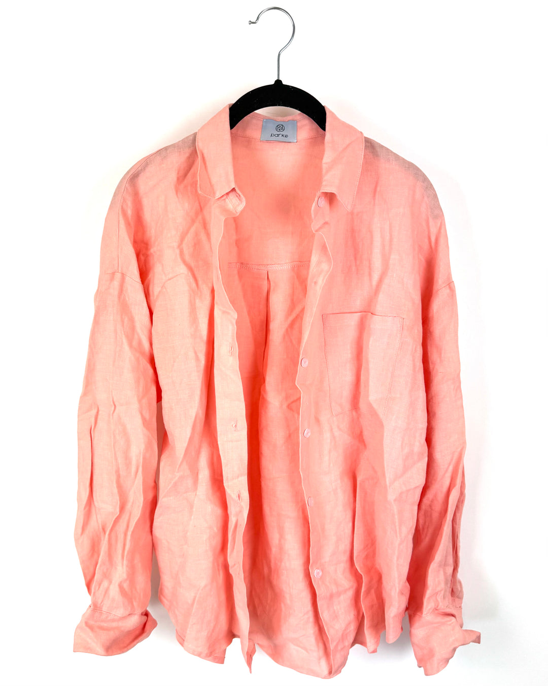 Coral Linen Button Up Top - Small