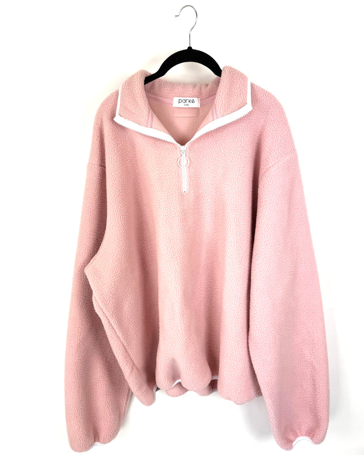 Light Pink Quarter Zip Fleece Pullover - Large/Extra Large