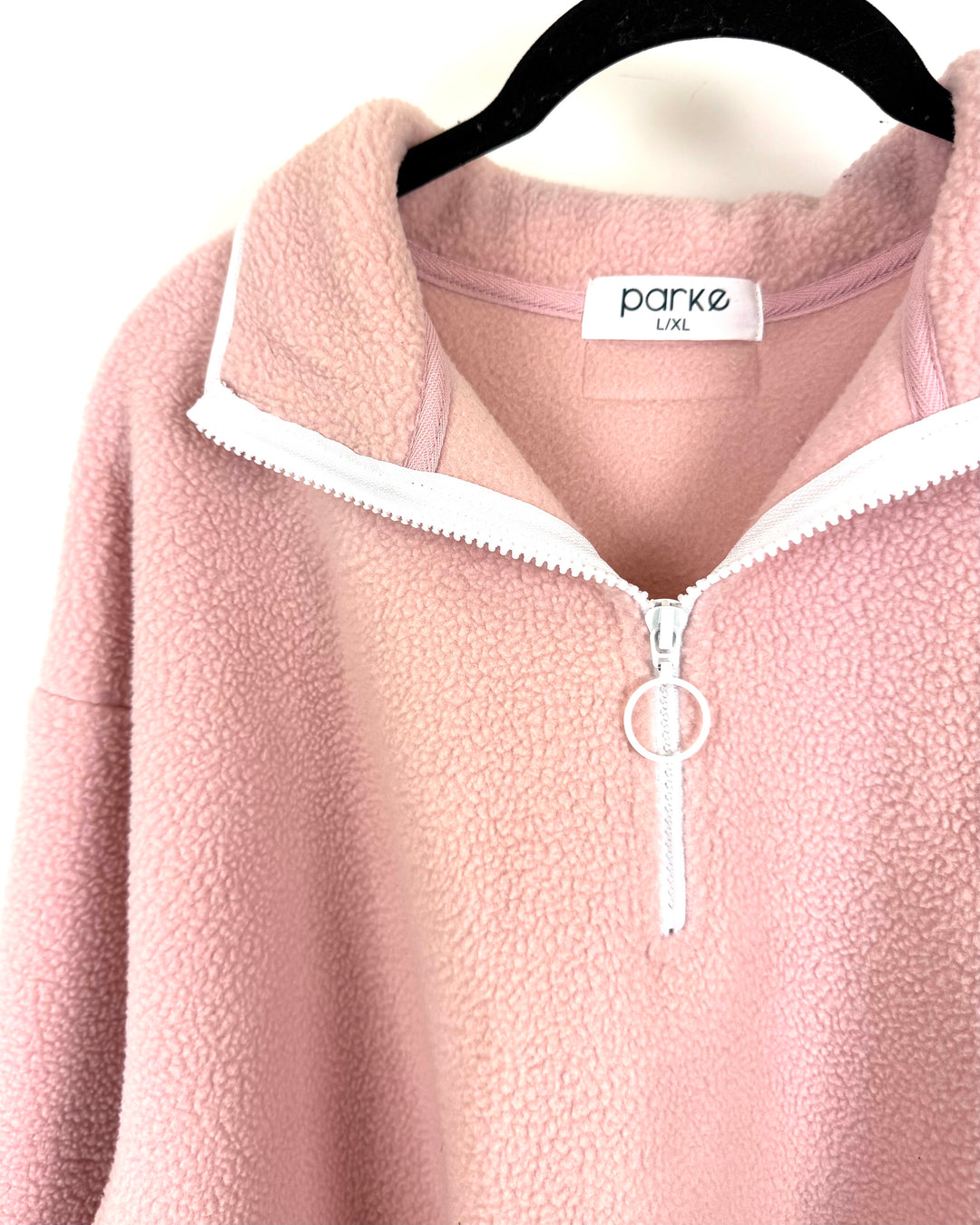 Light Pink Quarter Zip Fleece Pullover - Large/Extra Large