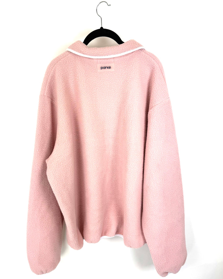 Light Pink Quarter Zip Fleece Pullover - Large/Extra Large