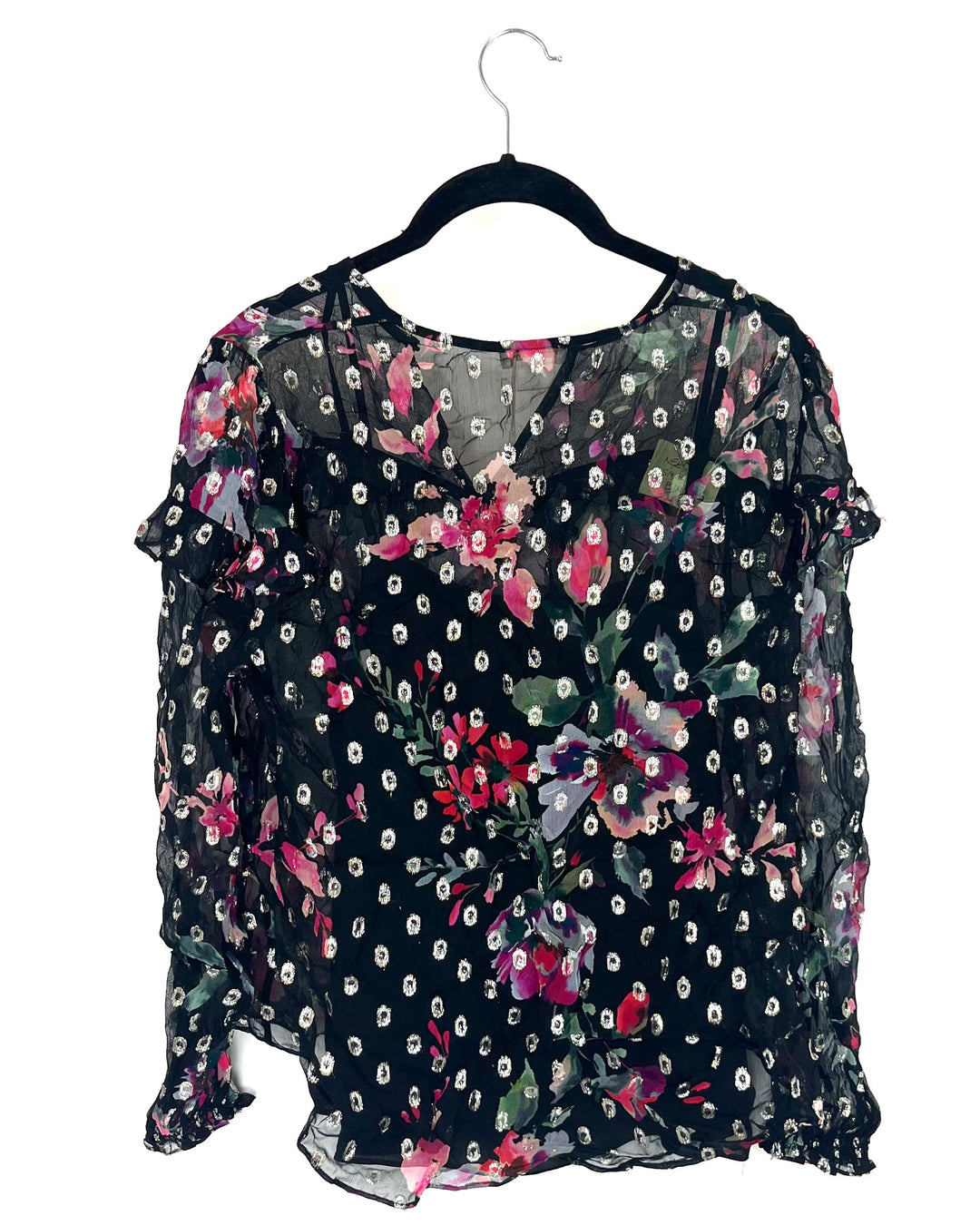 Multicolor and Gold Floral Blouse - Small