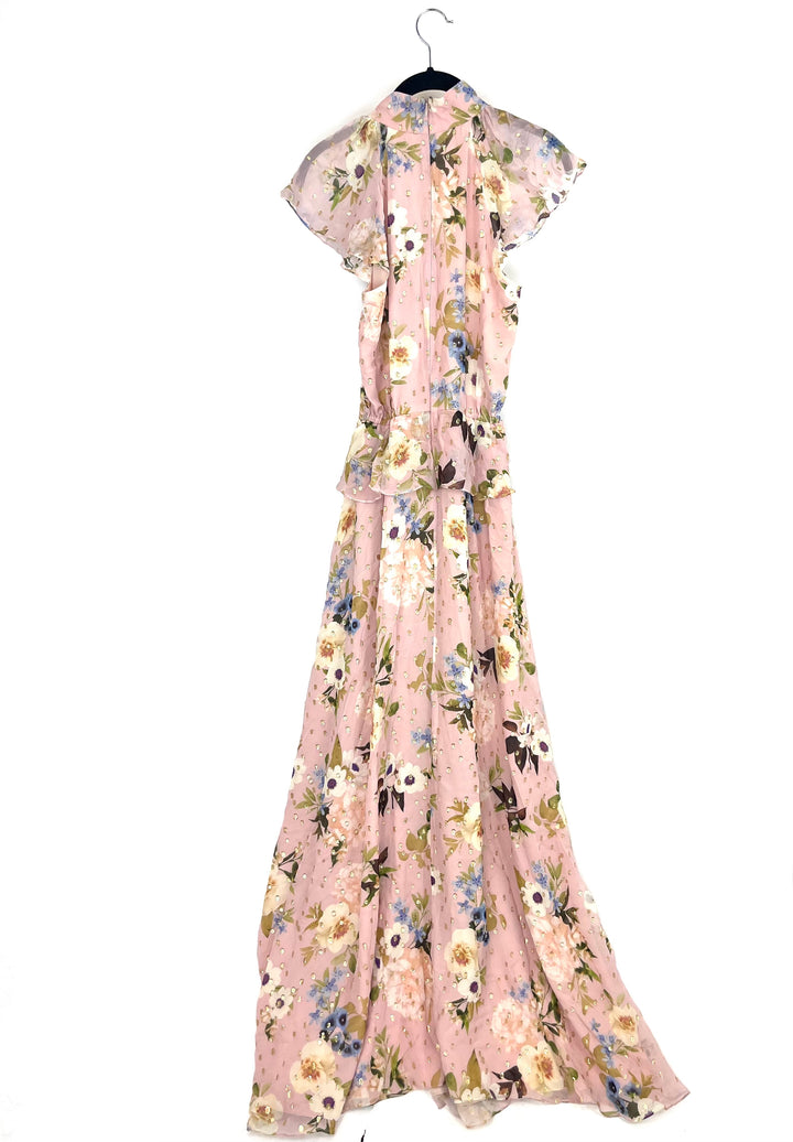 Rose Floral Ruffle Halter Maxi Dress - Size 4/6