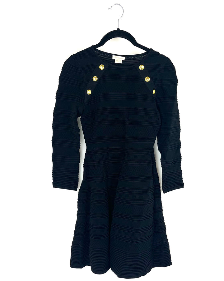 Black with Gold Buttons Cocktail Dress - Extra Small