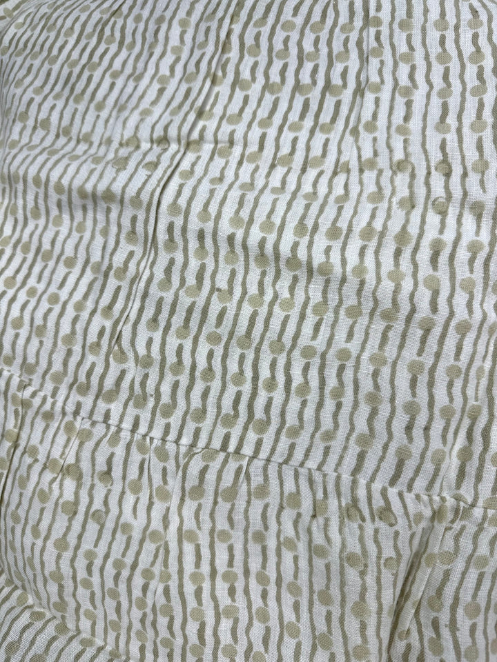 Gold And White Geo Print Long Linen Dress - Size 0/2, 4/6 and 12/14