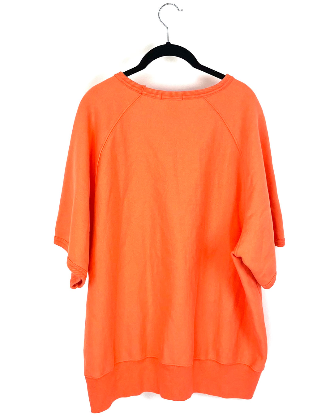 MENS Neon Orange Sweatshirt-Like Short Sleeve Shirt - Medium