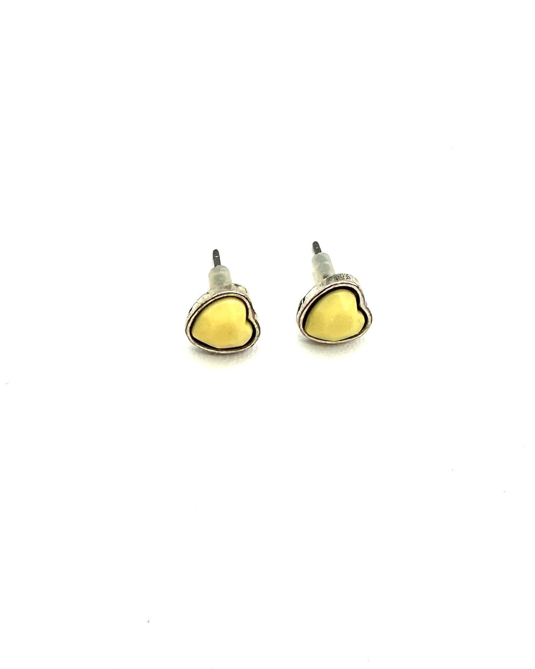 Pastel Yellow Heart Stud Earrings