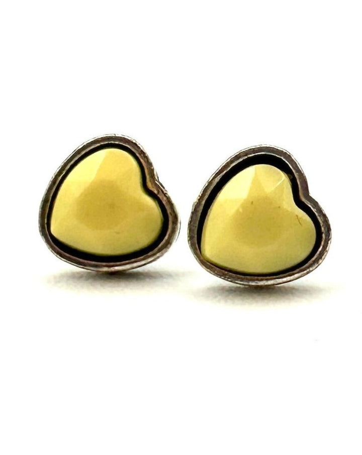 Pastel Yellow Heart Stud Earrings