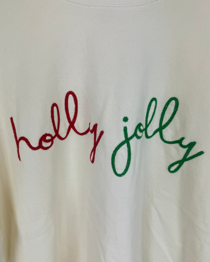 Holly Jolly Cream Crewneck Sweatshirt - Small