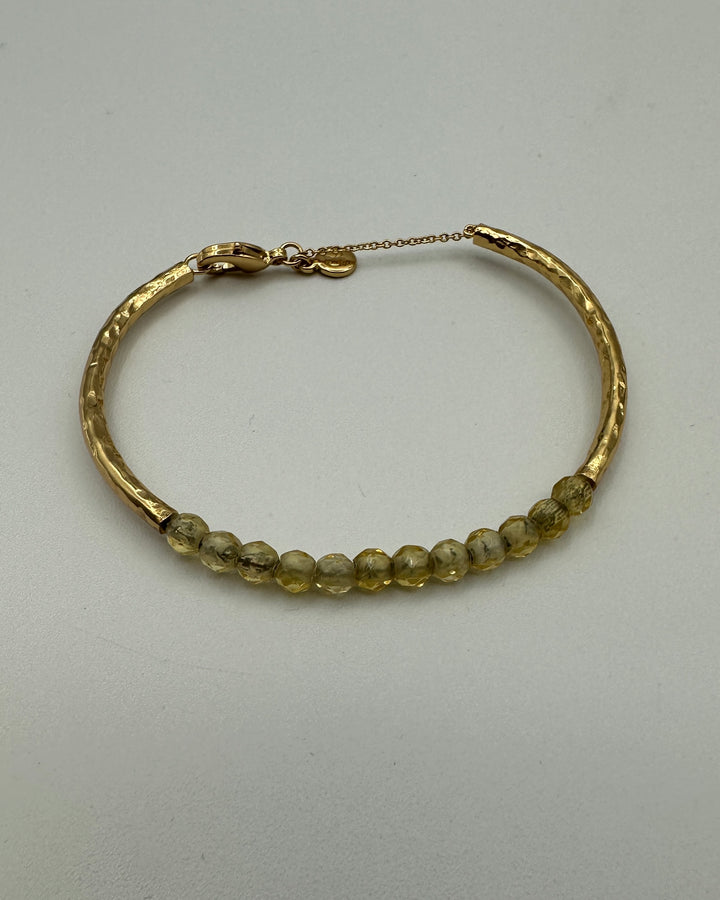 Yellow Beaded Gold Bangle Bracelet