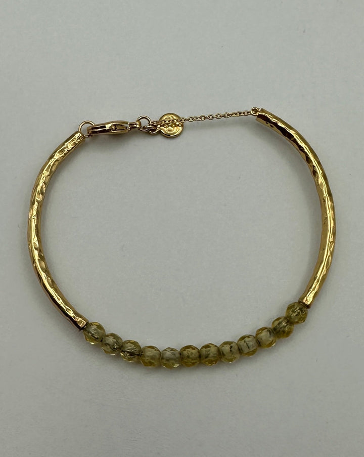 Yellow Beaded Gold Bangle Bracelet