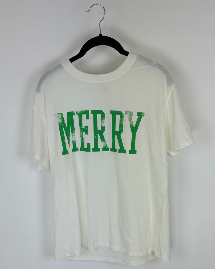 Merry White And Green T-Shirt - Small