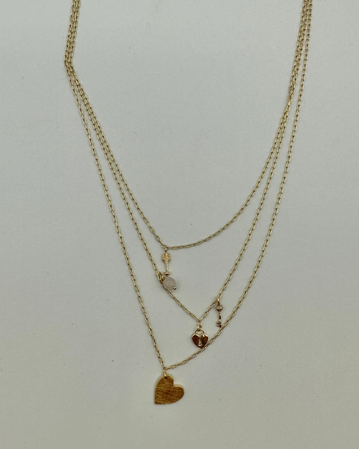 Triple Tier Gold Charm Necklace