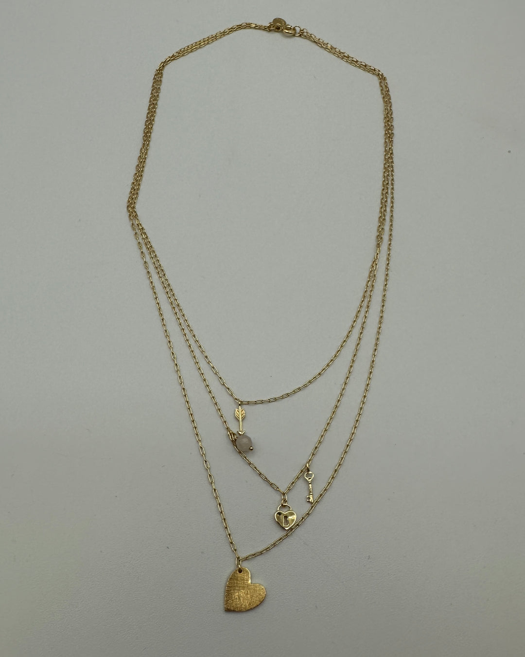 Triple Tier Gold Charm Necklace