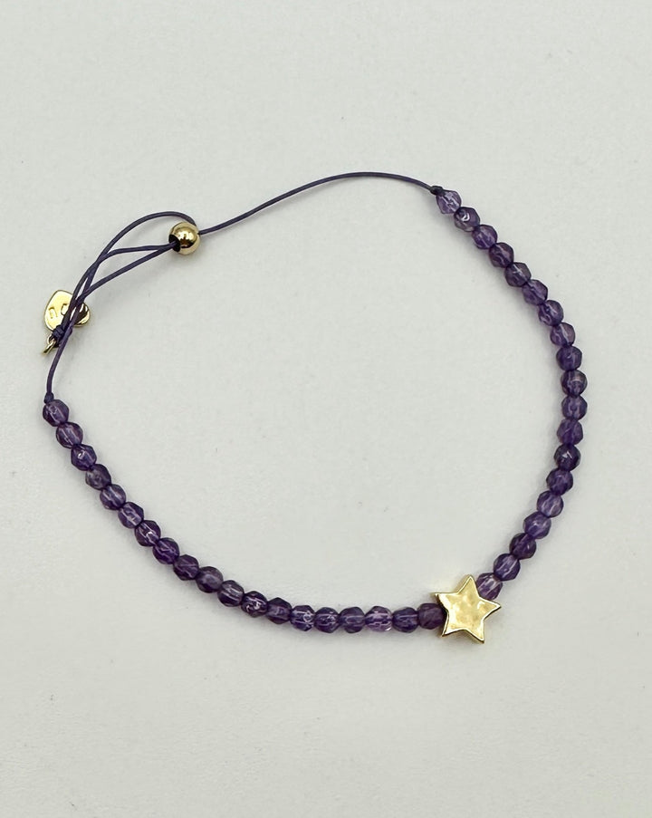 Purple Beaded Star Charm Bracelet