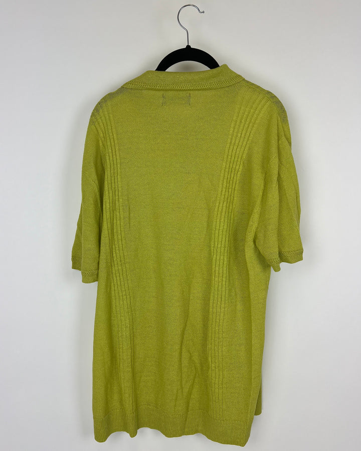 MENS Yellow Green Short Sleeve Polo - Medium