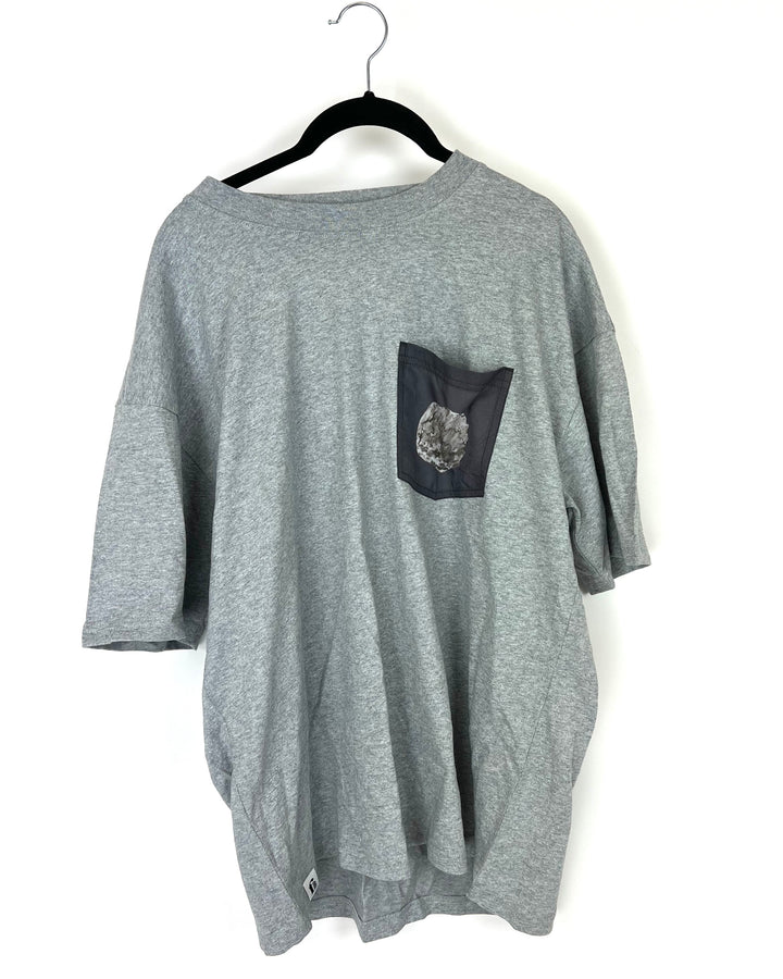 MENS Heather Gray T-Shirt with Pocket - Medium