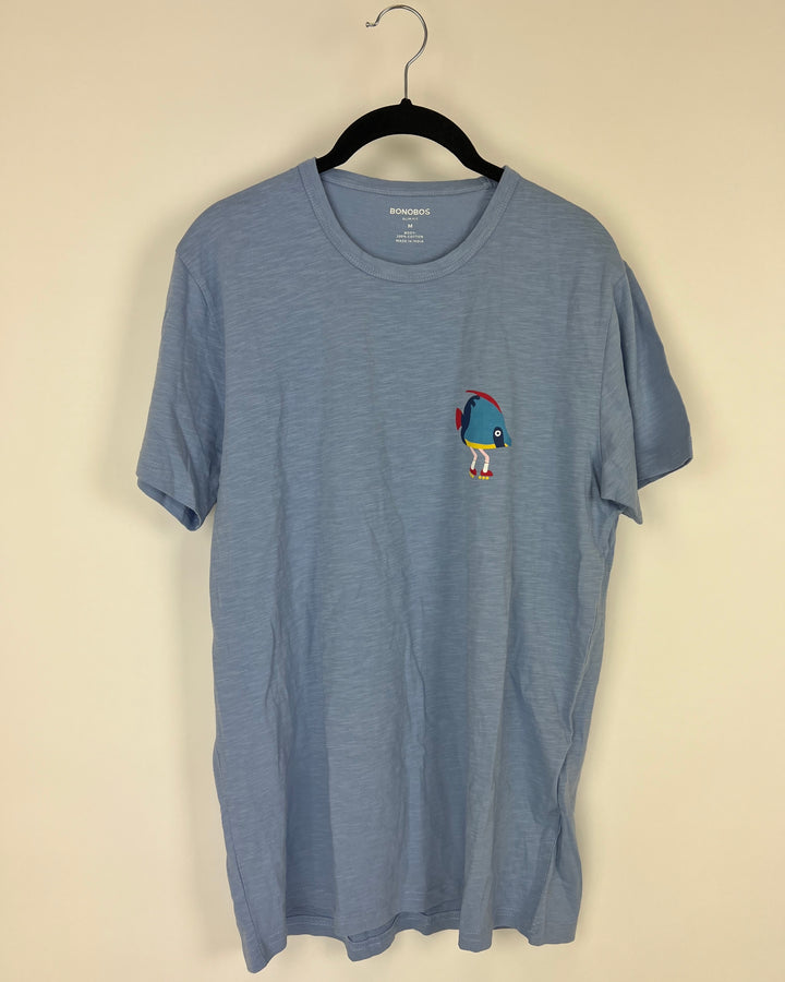 MENS Light Blue Fish T-Shirt - Medium