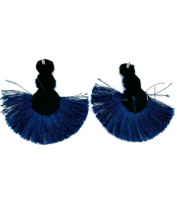 Royal Blue Sequin Tassel Earrings