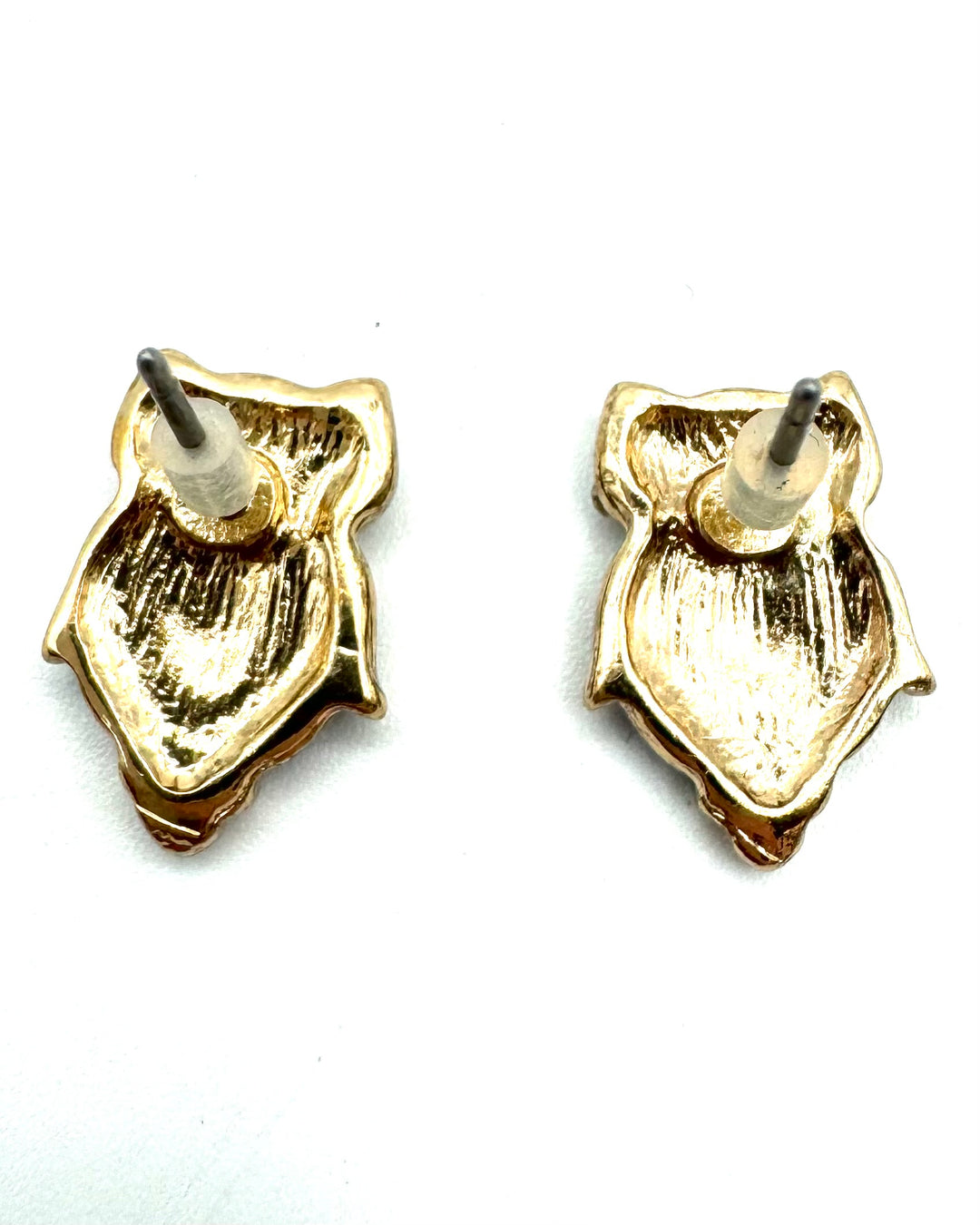 Gold Owl Earring with Black Gem