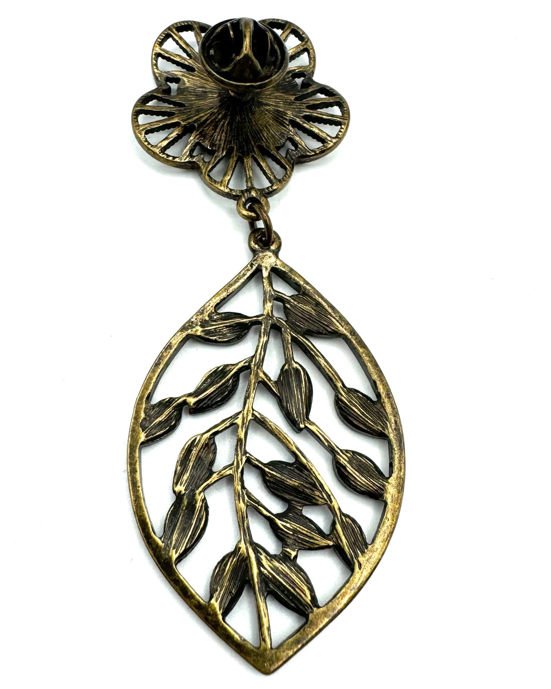 Bronze Flower and Leaf Brooch